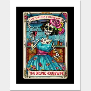 The drunk housewife, funny skeleton tarot card Posters and Art